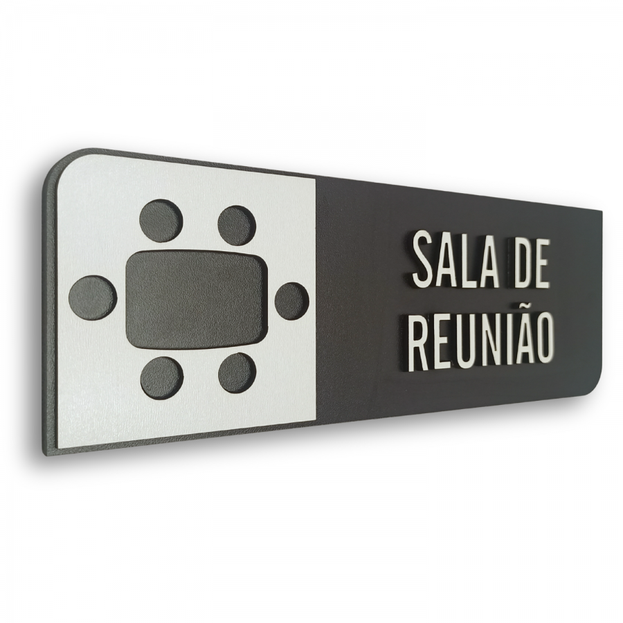 Placa de Sinalização Indicativa em MDF Efeito 3D - Sala de Reunião